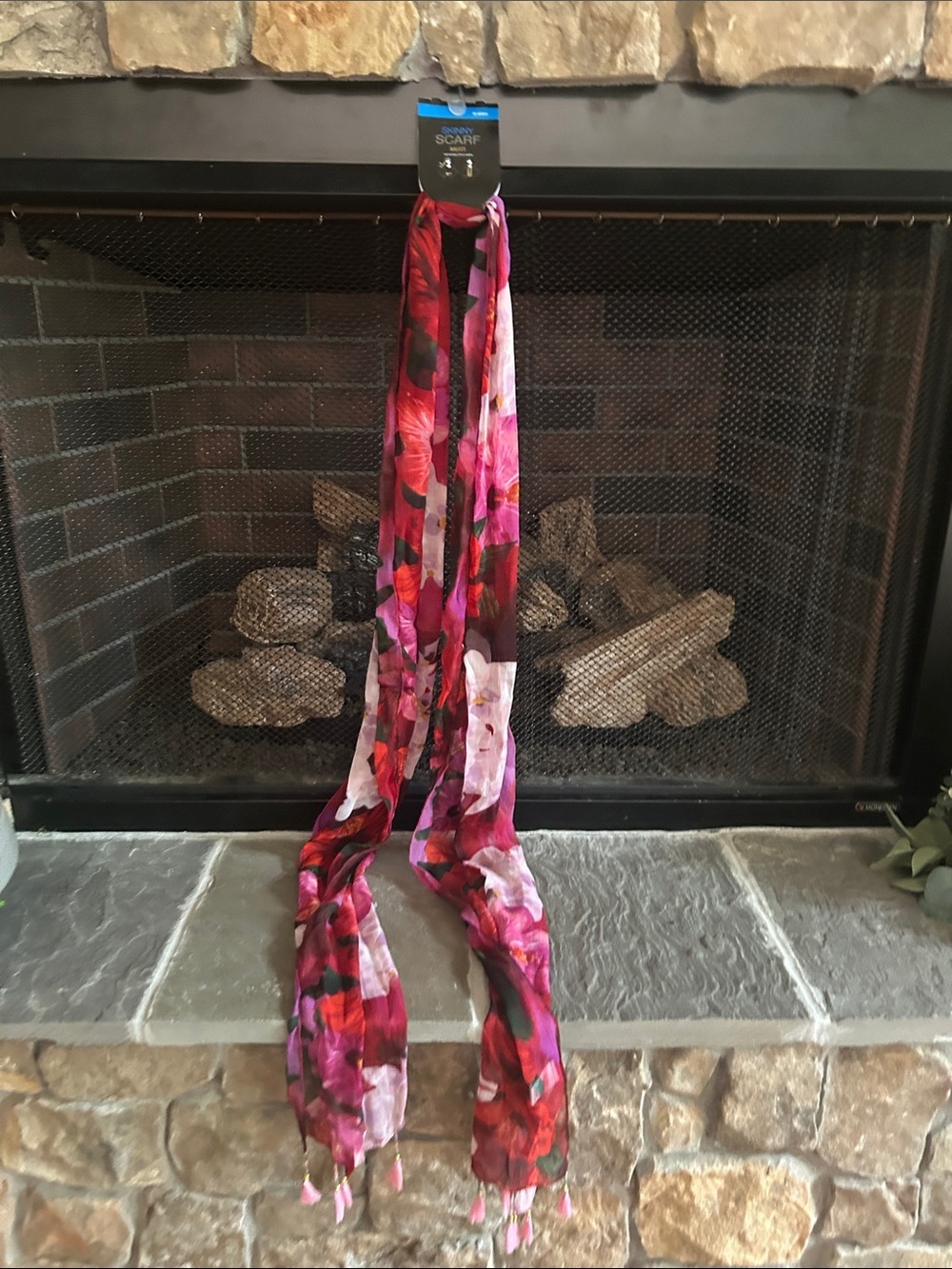 Mixit Pink & Red Floral Lightweight Scarf